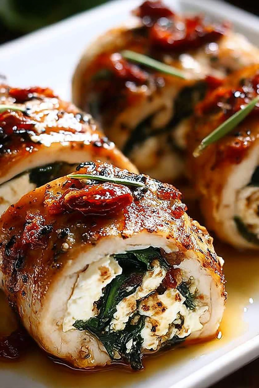 Rolled Up Chicken with Feta, Spinach, and Sun-Dried Tomatoes image 2
