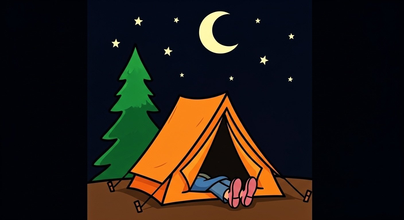 Sherlock Holmes and Doctor Watson are out on a camping trip. They trudge all day, covering lots of thousands, and finally decide, just as dusk is falling, that it's time to set up camp for a night. They put up content image