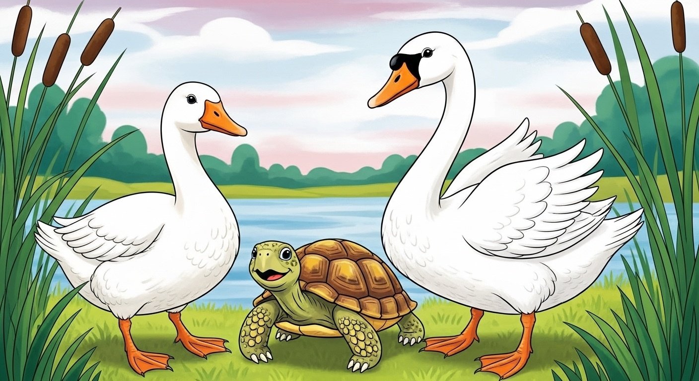 The Tortoise, you know, carries his house on his back. No matter how hard he tries, he cannot leave home. They say that Jupiter punished him like that because he was such a lazy stay-at-home content image