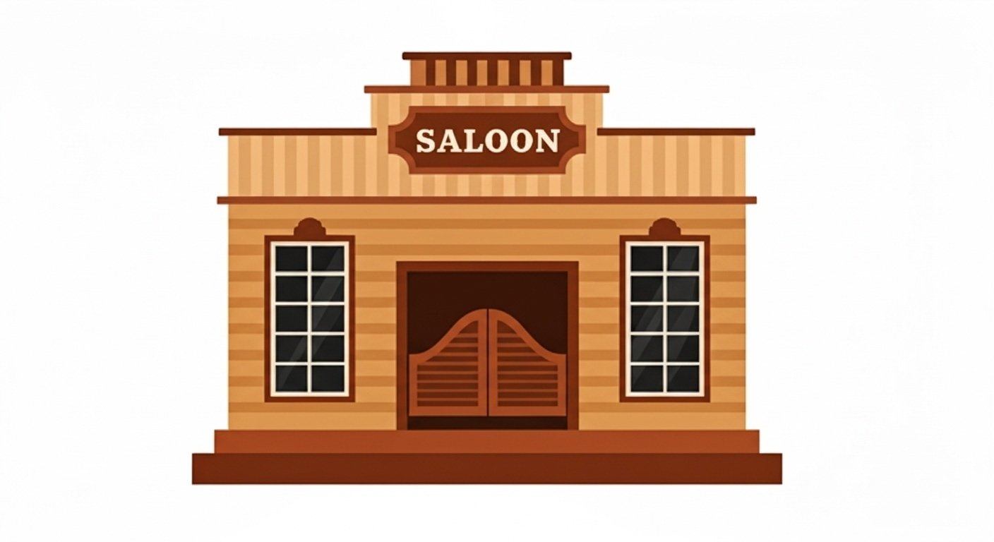 SALOON 'Big John' staggers out of the saloon and onto the street only to find that his horse has been painted yellow. Не storms back into the bar screaming and cursing and promising a painful death to the content image