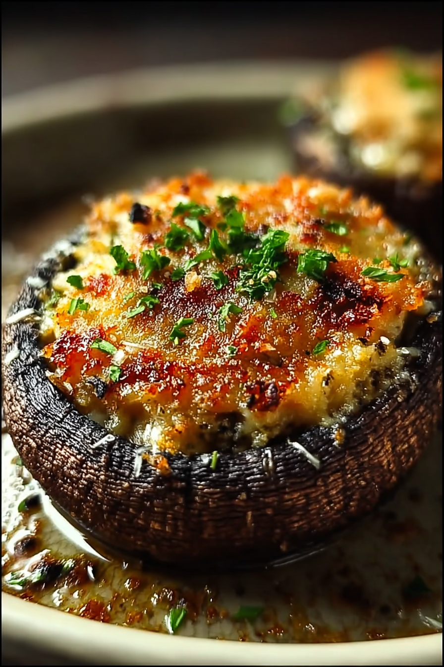 Baked stuffed sweet grape juiceobello mushrooms image 2