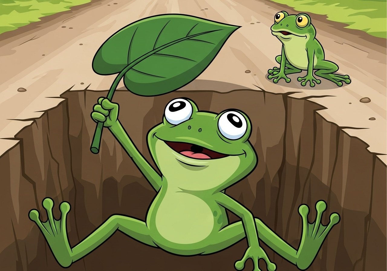 Ever hear the story about the frog that fell into a deep rut in the road and, tries as he might, he could not get out? Mrs. Frog, standing above the rut, admonished, cajoled, beckoned, and belittled content image