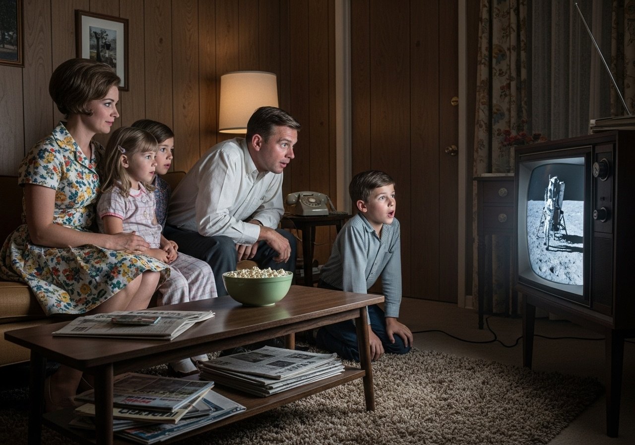 Neil Armstrong's first words after stepping on the moon, 