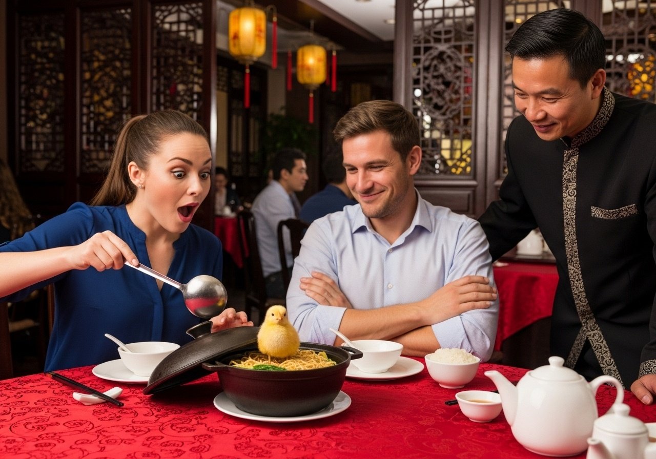 A couple goes for a meal at a Chinese restaurant and orders the 