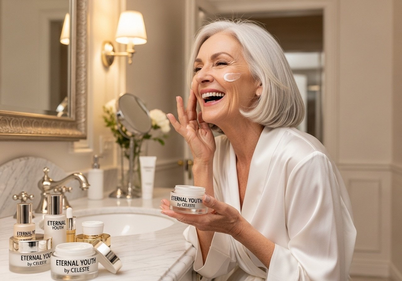 Some people grow old gracefully, while others fight and scratch the whole way. Andy's wife, refusing to give in to the looks of growing old, goes out and buys a new line of expensive cosmetics guaranteed content image